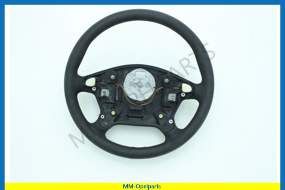 Steering wheel, 4 spokes, grey, leather