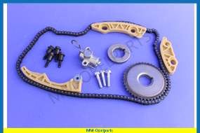 Timing chain set with gears and pulleys