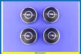 Wheel cover chrome black with Opel sign set 4 pieces,  outer 70-mm, inner 62-mm